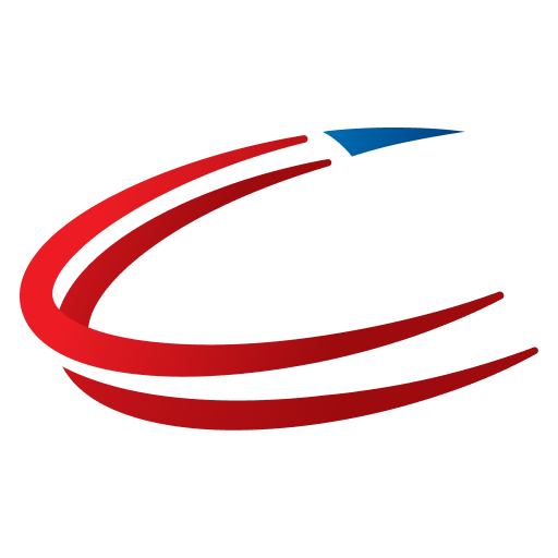 A stylized logo featuring three red lines with a blue triangle at the bottom representing the Bill and Hillary Clinton