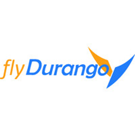 The DurangoLa Plata County Airport logo features a blue stylized mountain range silhouette with a white accent representing