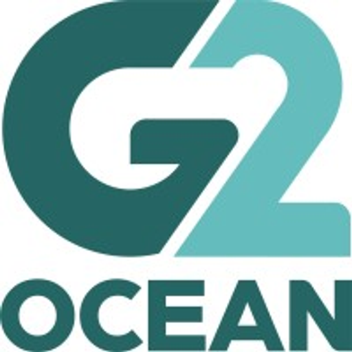 G2 logo featuring a stylized ocean wave in teal on a dark gray background representing the brands connection to innovation