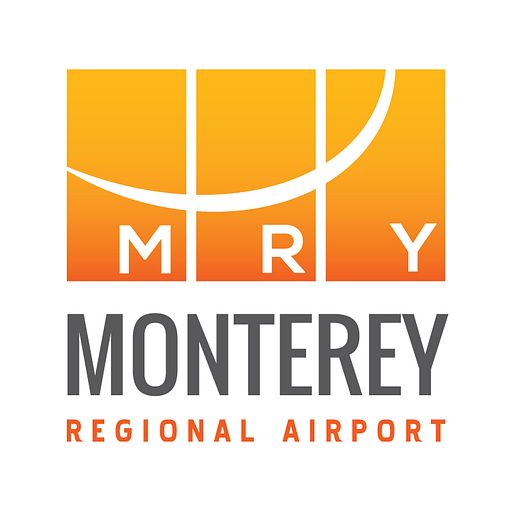 The Monterey Regional Airport logo features a stylized airplane graphic within a circular shape representing the airports