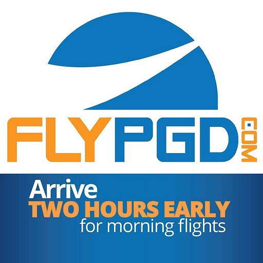 Heres a description of the image aiming for the specified requirements The Punta Gorda airport logo features a stylized blue