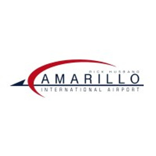 Rick Husbands Amarillo International Airport logo features a stylized airplane design with bold colors and a strong emphasis