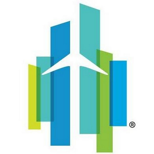 San Diego International Airport logo featuring stylized teal and green geometric shapes representing modern architecture and