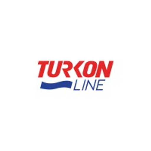 Turkon America logo featuring a blue line design representing a connection and a stylized graphic