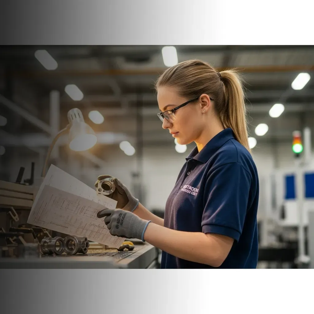 Technician assessing machinery for repair