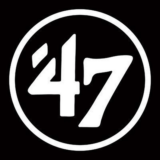 White 47 brand logo featuring a bold seven design with a distinctive 7 shape and a repeating pattern for a modern look