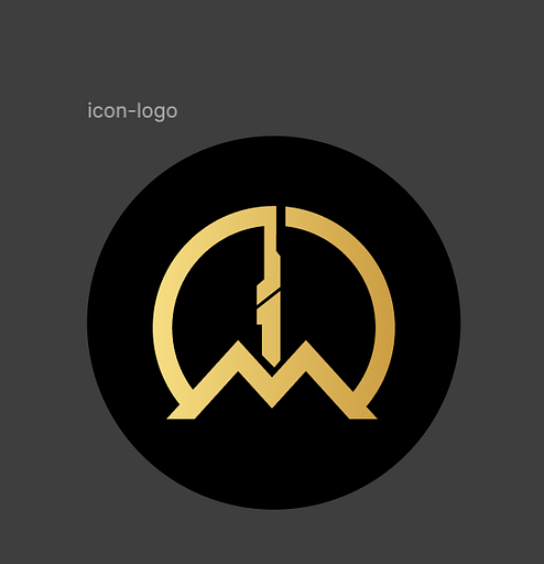 A goldcolored stylized logo featuring a broken circle representing an incomplete or fractured design