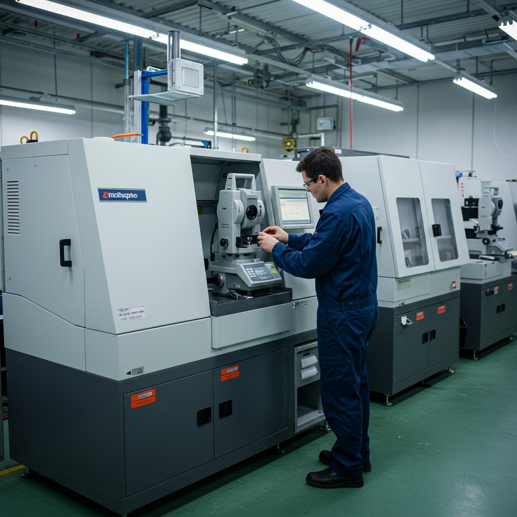 Technician performing precise equipment calibration
