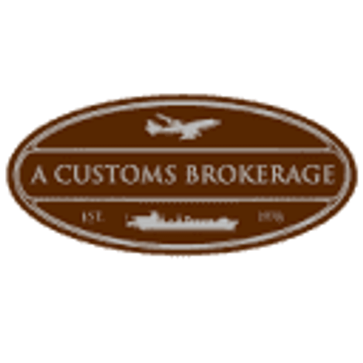 A stylized logo depicting a custom brokerage with a nauticalthemed design featuring a ships wheel and a shield