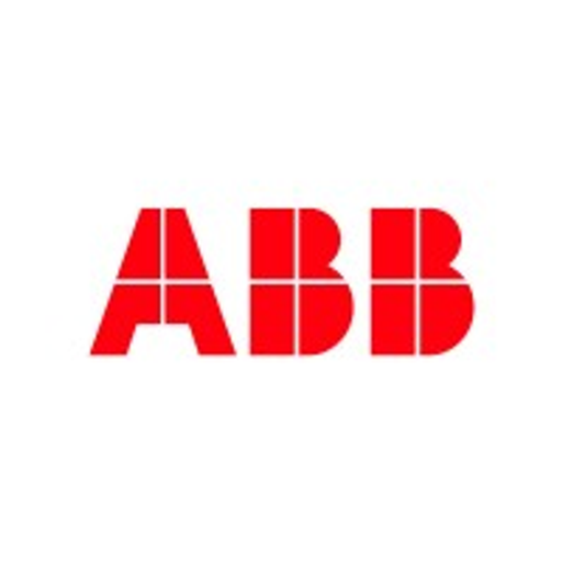 ABB logo featuring the companys name in bold red letters representing industrial motors and mechanical services