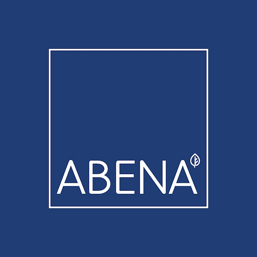 Abena North America logo featuring a stylized green leaf prominently displayed with the brand name below