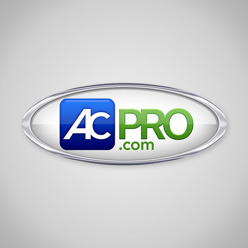 A white logo with a blue inner circle displays the text AC PRO suggesting a professional services brand