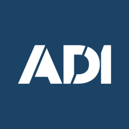 A white Adi Global Inc logo features a stylized globe with a blue interior and a white outline