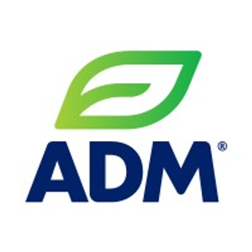 The ADM do Brasil Ltda logo featuring a green stylized leaf represents the agricultural companys commitment to sustainable