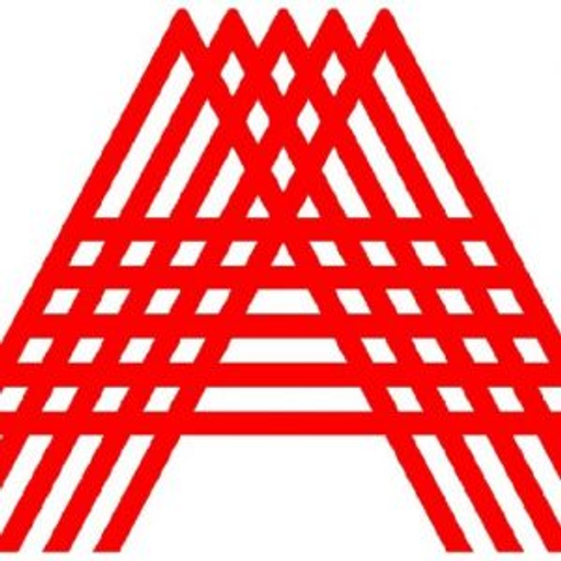 Advanced Composites Inc logo featuring a geometric design with interlocking white lines against a solid red background