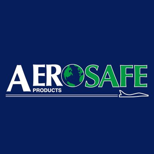 Aerosafe logo depicts a stylized aircraft design in blue against a white background with the word Aerosafe in a bold typeface