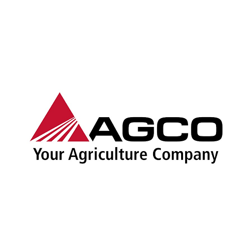 Agco Corporation logo featuring a red triangle with the company name Agco in white text