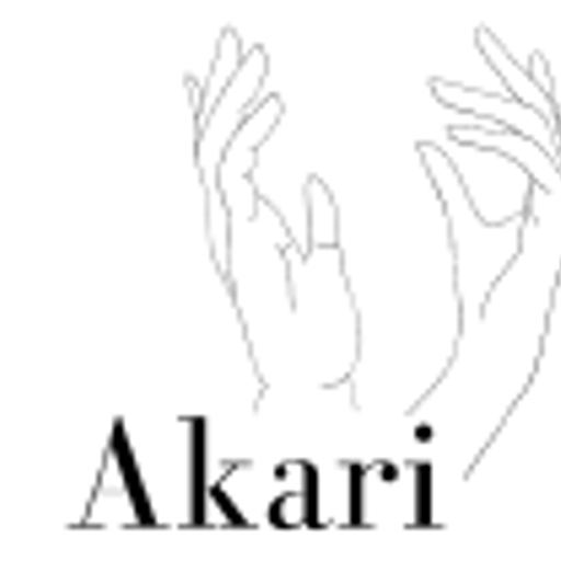 Akari International Inc logo depicts a stylized hand reaching out with a delicate design representing connection and global