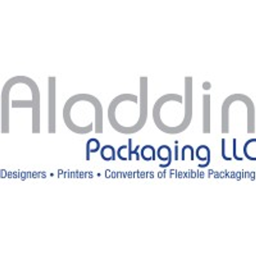 Aladdin packaging logo featuring a stylized Aladdin character with a mischievous expression and a prominent turban