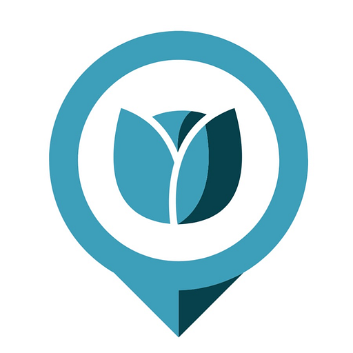 Albany Fiber Sales Inc logo displays a stylized teal leaf with a blue pinpoint icon representing the companys focus on fiber