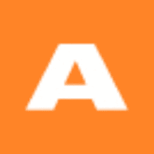 A white logo depicts the Alimak Group logo consisting of a stylized white equilateral triangle shape