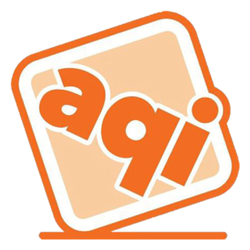 A tilted orange and white logo features the words Quantum International Inc with a geometric design suggesting movement and