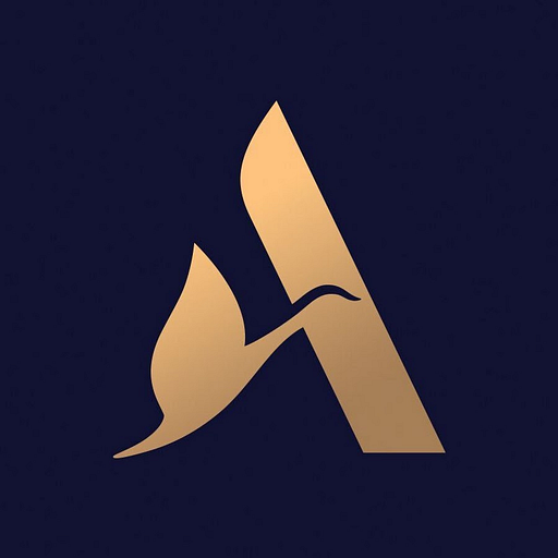 A stylized gold letter A with elegant flowing wings represents All Season Powell LLC logo design