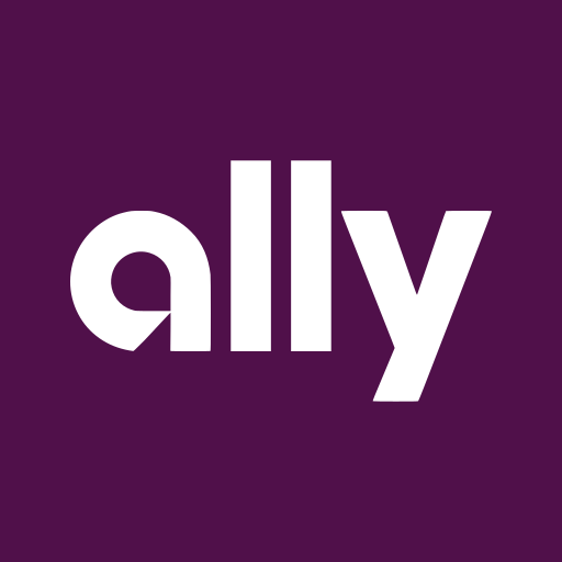 Ally logo featuring the company name in a white font on a purple background representing financial trading services in Canada