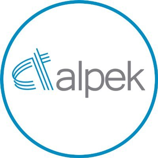Alpek polyester USA LLC logo featuring a stylized blue and gray design representing the companys brand