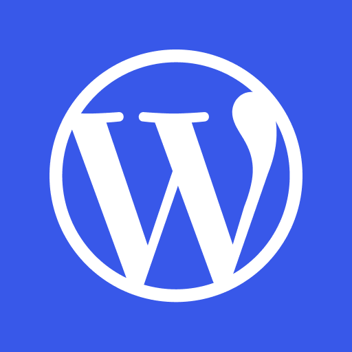 The WordPress logo features a white square with a white W inside representing always home international inc