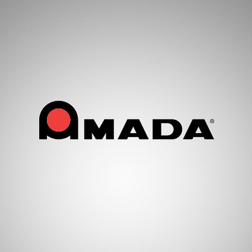 The Amada America Inc logo displays the companys brand mark a stylized shield with the company name beneath it