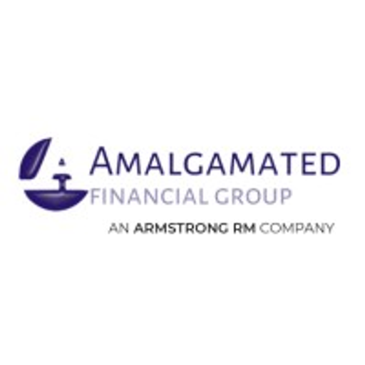 A dark blue logo featuring Amalgamated Trading Ltd with a stylized anchor symbol in the center