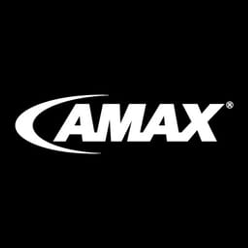 The Amax Inc logo is prominently displayed a white stylized wing design against a black background