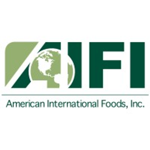 American International Foods Inc logo featuring a shield design with a prominent red eagle and the company name