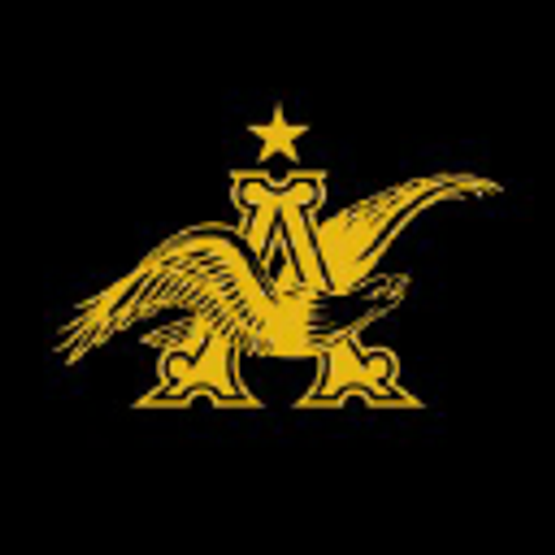 AnheuserBusch logo featuring an eagle in flight holding barley and hops against a golden background
