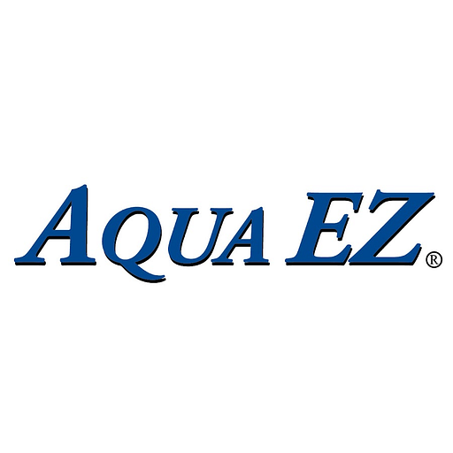 The AquaEZ logo displays the brands recognizable blue emblem with the word EZ in white lettering a classic water drop design