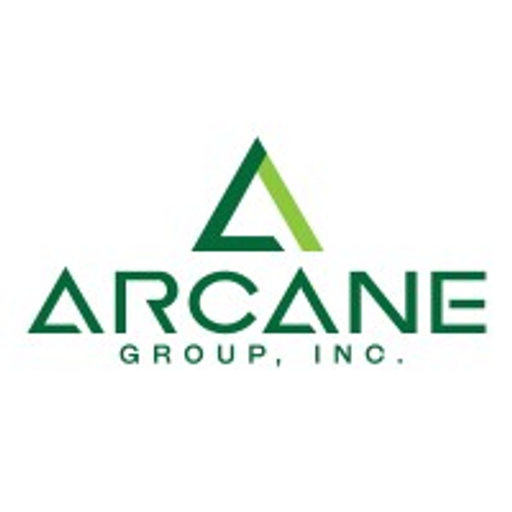A stylized green and white logo depicts the Arcane Group with a geometric shape and intersecting lines forming a distinct