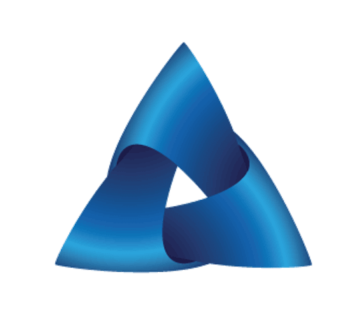A glossy blue threedimensional equilateral triangle logo represents arpmaterialsincs brand identity
