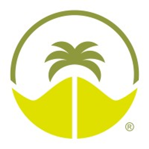A stylized yellow palm leaf with a vertical line represents the artisantropicllc logo a tropical brand