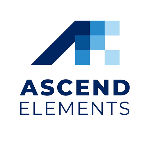 Ascend Elements Inc logo displays the company name in a modern font and a stylized graphic of interconnected elements
