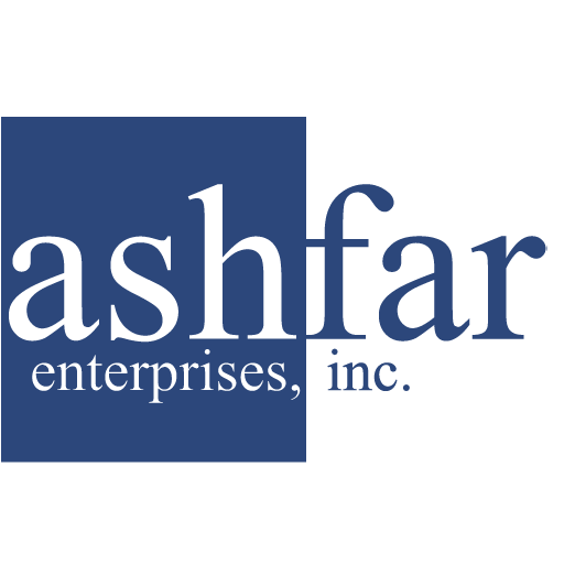 A stylized blue and white logo featuring Enterprise Inc with a square shape representing the companys brand identity