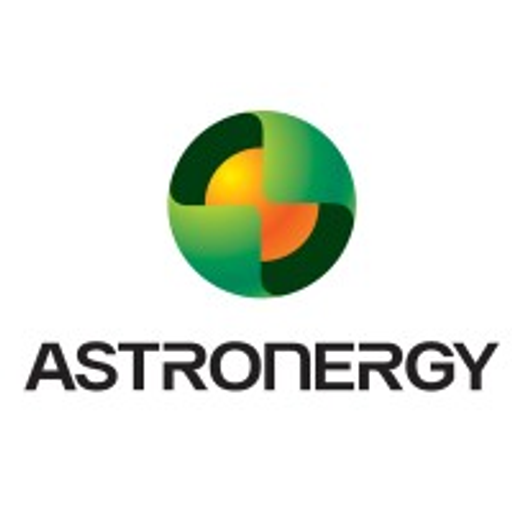 Astronergy solar inc logo featuring a stylized green and orange sun graphic representing renewable energy technology