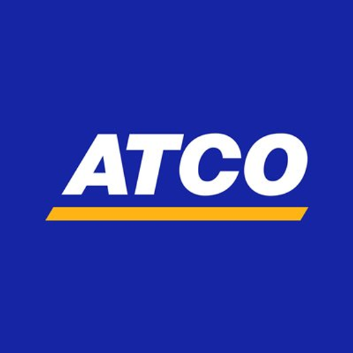 ATCO Electric Ltd logo featuring a stylized blue and yellow electric bolt against a blue background for branding