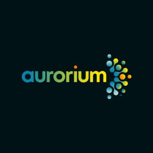 Aurorium LLC logo featuring a stylized gradient blue and orange sphere with subtle reflections suggesting a modern tech brand