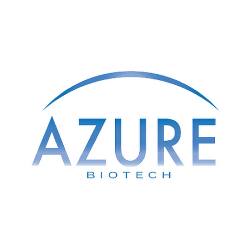 The Azure Biotech Inc logo displays a stylized blue helix representing DNA with the company name in white below