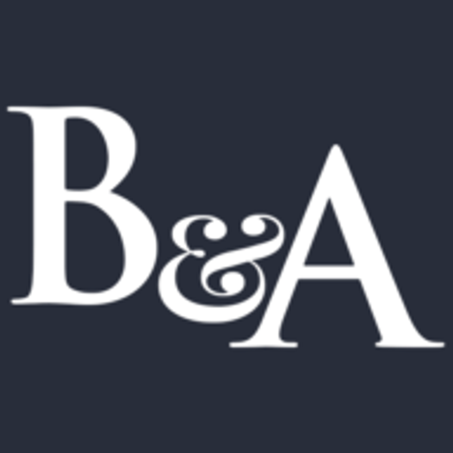 A BA Brokers Inc logo features a stylized anchor graphic with the company name in a clean sansserif font