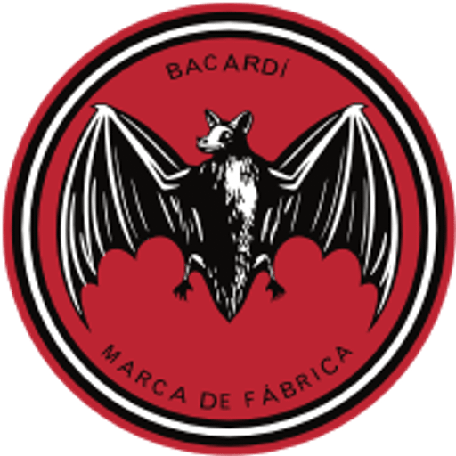 A black bat against a vibrant red background symbolizes Bacardis global distribution network and brand recognition