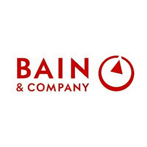 Bain Company logo featuring a stylized black triangle emblem on a white background representing the companys brand identity
