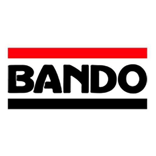 Bando USA Inc logo features a red rectangular block on a black background with Bando in white text