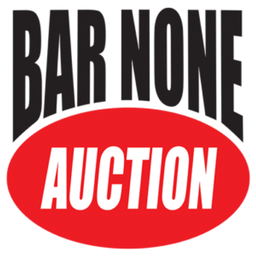 A stylized red and black logo depicts a gavel striking a stack of books representing a silent auction or legal proceeding